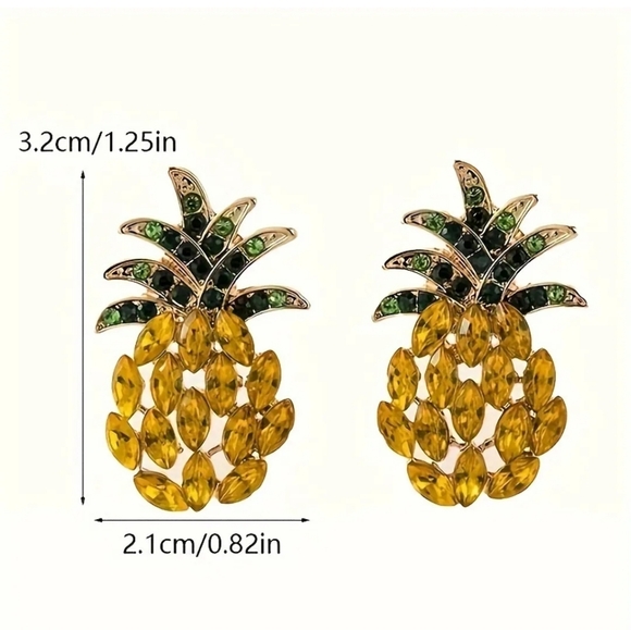 NEWl  Pineapple Stud Earrings – Tropical Sparkle  🍍 - Picture 6 of 8
